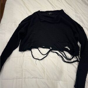 Twenty Black Distressed Crop Sweater